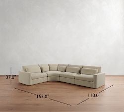 Westwood Square Arm Deep Seat 4-Piece Curved Wedge Sectional (151")