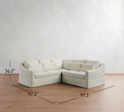 York Slope Arm Deep Seat Slipcovered 3-Piece L-Shaped Sectional (98")