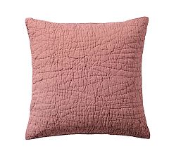 Open Box: Belgian Flax Linen Handcrafted Quilted Sham, Euro Set of 2 - Rosewood