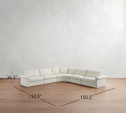 Westwood Roll Arm Slipcovered 5-Piece Curved Wedge Sectional (153")