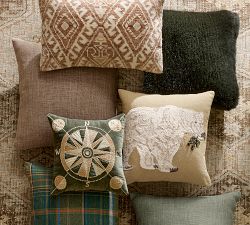 Compass Embroidered Filled Pillow