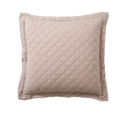 Open Box: Belgian Flax Linen Diamond Quilted Sham, Euro, Set of 2 - Smoky Quartz