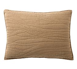 Open Box: Belgian Flax Linen Handcrafted Quilted Sham, Standard Set of 2 - Bronze