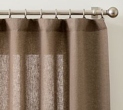 Open Box: Belgian Flax Linen Unlined Curtain, 50" x 108" - Cafe Noir