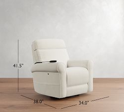 PB Comfort Roll Arm Deluxe Power Swivel Glider Recliner with Massage and Heat