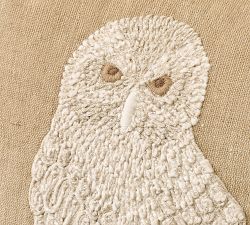 Snow Owl Embroidered Pillow