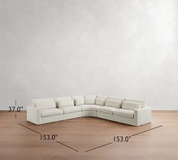 Westwood Square Arm Deep Seat Slipcovered 5-Piece Curved Wedge Sectional (156")
