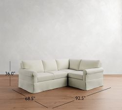 York Roll Arm Slipcovered 3-Piece Sectional (93")