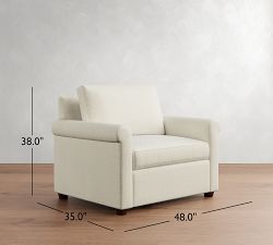 Cameron Modern Roll Arm Chair and a Half