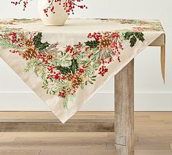 Holly Berry Cotton/Linen Table Throw