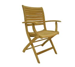 Maya Folding Teak Outdoor Dining Armchairs, Set of 2