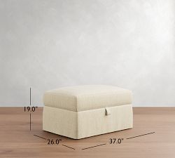 Carmel Slim Arm Slipcovered Sectional Storage Ottoman