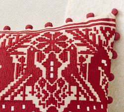 Reindeer Embroidered Lumbar Pillow