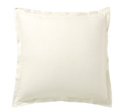 Open Box: Belgian Flax Linen Double Flange Sham, Euro Set of 2 - Classic Ivory