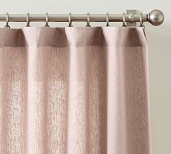 Open Box: Belgian Flax Linen Unlined Curtain, 50"W x 120"L - Smoky Quartz