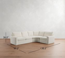 Pearce Square Arm Slipcovered 3-Piece Curved Wedge Sectional (127")