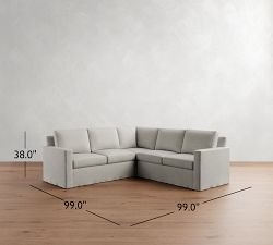 Cameron Modern Square Arm Slipcovered 3-Piece L-Shaped Sectional (99")