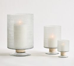 Marin Etched Glass Hurricane Candle Holder