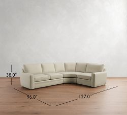 Pearce Square Arm 3-Piece Curved Wedge Sectional (127")