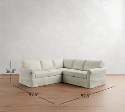 York Roll Arm Slipcovered 3-Piece L-Shaped Sectional (93")