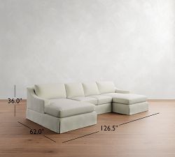 York Slope Arm Slipcovered Double Chaise Sectional (107"&ndash;127")