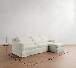 York Square Arm Deep Seat Slipcovered Chaise Sectional (84"&ndash;115")