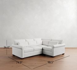 York Roll Arm Deep Seat 3-Piece Sectional (99")