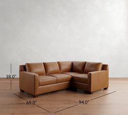 York Square Arm Leather 3-Piece Sectional (94")