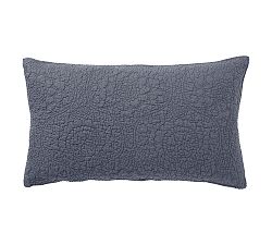 Open Box: Belgian Flax Linen Floral Stitch Quilted Sham, King Set of 2 - Steel Blue