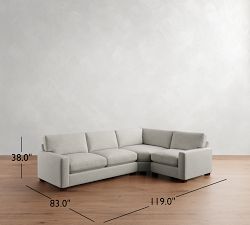 PB Comfort Modern Square Arm 3-Piece Wedge Sleeper Sectional (119")
