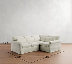 York Roll Arm Deep Seat Slipcovered 3-Piece Sectional (99")