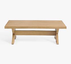 Open Box: Modern Farmhouse FSC® Eucalyptus Rectangular Outdoor Coffee Table - Coastal Beachwood
