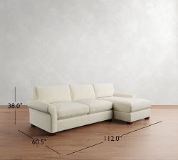 PB Comfort Modern Roll Arm Chaise Sleeper Sectional (112")