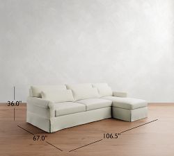 York Roll Arm Deep Seat Slipcovered Chaise Sectional (86"&ndash;117")