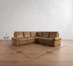 Turner Roll Arm Leather Power Reclining L-Shaped Sectional (120")