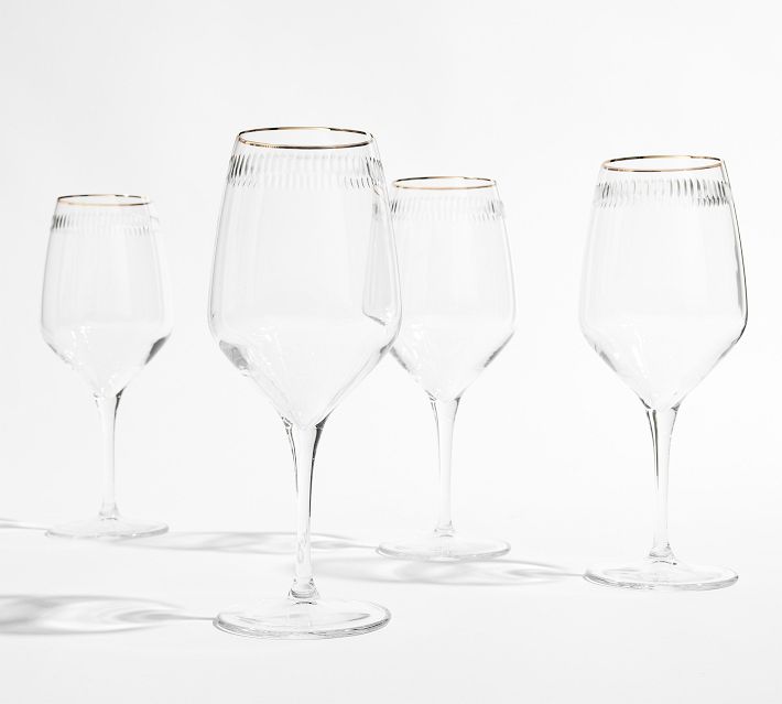 Etched Gold Rim Wine Glasses - Set of 4 | Pottery Barn