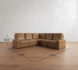 Turner Square Arm Leather Power Reclining L-Shaped Sectional (117")