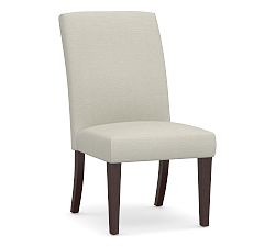 Open Box: PB Comfort Square Upholstered Dining Chair - Premium Performance Basketweave Pebble, Espresso