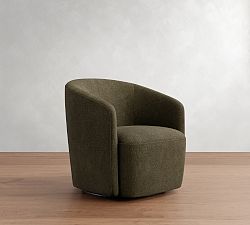 Open Box: Preston Swivel Armchair - Rustic Chenille Dark Moss