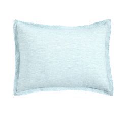 Open Box: Belgian Flax Linen Double Flange Sham, Standard, Set of 2 - Sea Breeze