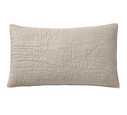 Open Box: Belgian Flax Linen Handcrafted Quilted Sham, King, Set of 2 - Warm Gray