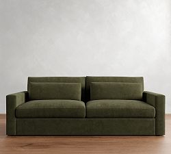 Open Box: Westwood Square Arm Deep Seat Leather Grand  Sofa (102") - Keystone Moss