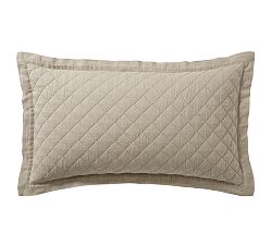Open Box: Belgian Flax Linen Diamond Quilted Shams, King, Set of 3 - Dark Flax