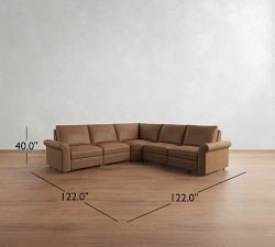 Westwood Roll Arm Leather Power Reclining L-Shaped Sectional (122")