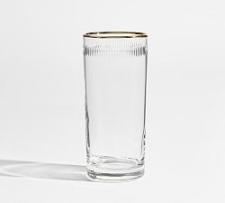 Etched Gold Rim Highball Glasses - Set of 4