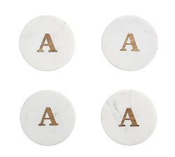 Open Box: Alphabet Marble &amp; Wood Coasters, Set of 4 - A