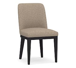 Open Box: Layton Upholstered Dining Chair - Performance Midland Tweed Stone, Blackened Oak