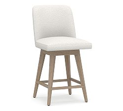 Open Box: Layton Upholstered Swivel Counter Stool (25.5") - Luxe Boucle Ivory, Seadrift