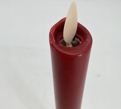 Open Box: Premium Flickering Flameless Wax Taper Candle, 8" - Red