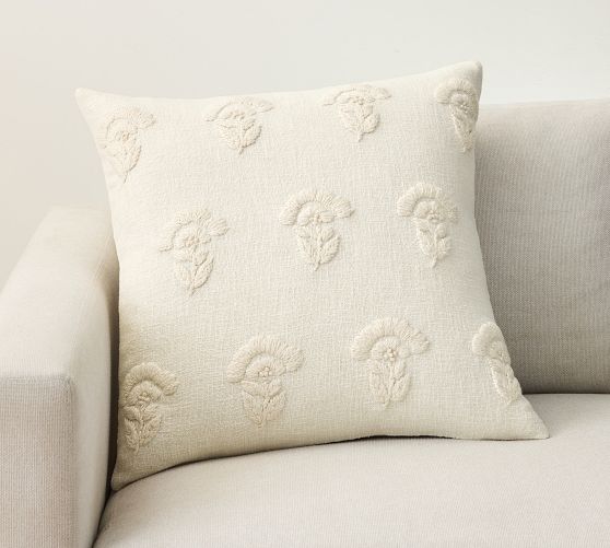 Rowan Floral Embroidered Pillow